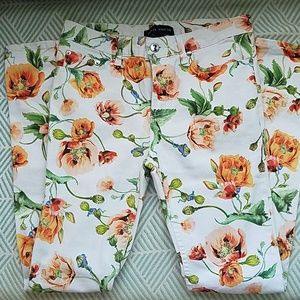 White denim jeans with cute floral pattern